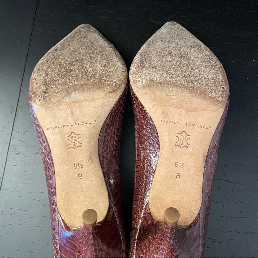 Loeffler Randall Brown Red Snakeskin Pointed Toe 3 Inch Heels Women’s Size 9.5 - Picture 3 of 7